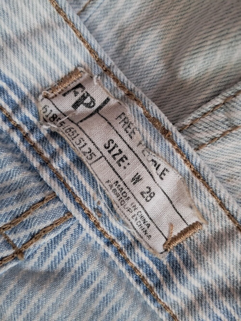 Free People Light Blue Striped Lace-Trim Denim Shorts - Picture 4 of 7